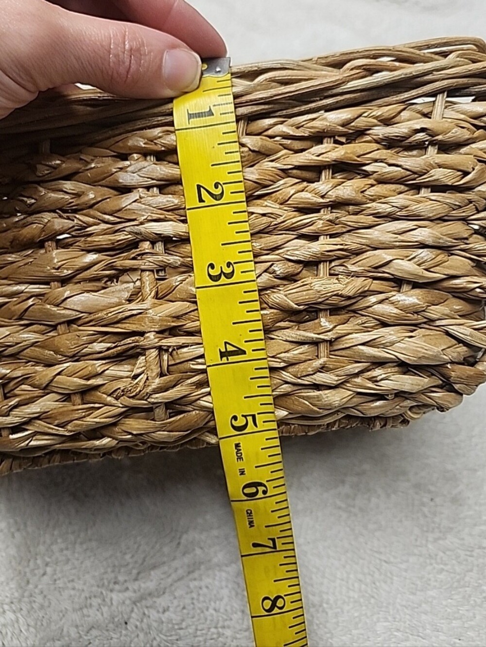 Natural Woven Rectangular Storage Basket - Tan, Wicker Basket With Handles - Picture 12 of 14
